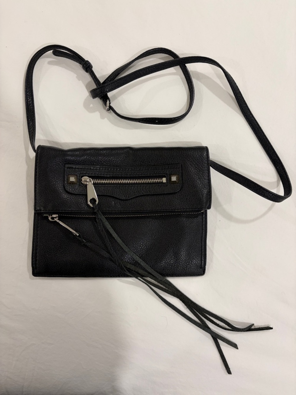 Rebecca Minkoff Black Leather Fringe Crossbody Bag